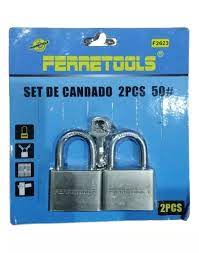 SET CANDADO 50MM 2 PCS LLAVE MAESTRA FERRETOOLS