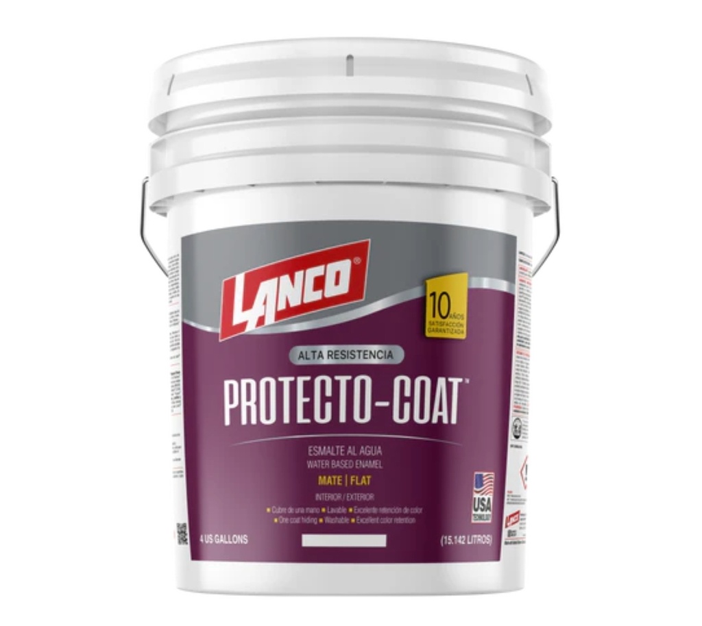 [TINTOMETRIA] ESMALTE AL AGUA PROTECTO COAT TINETA 4GL LANCO