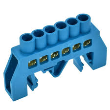 BARRA AISLANTE BRONCE 6 POLOS AZUL LEXO
