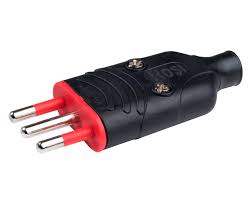 ENCHUFE MACHO 2P+T 10A 220V NEGRO ROJO